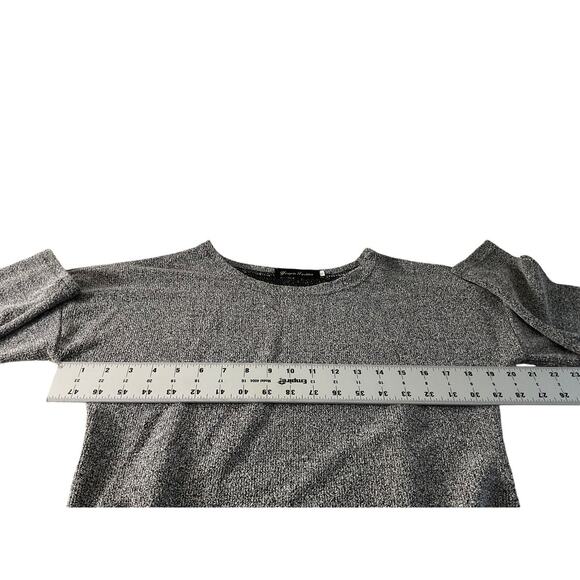 Large Black White Knit Dress 3/4 Sleeve Tie Waist Casual Semi-Formal - Picture 3 of 9